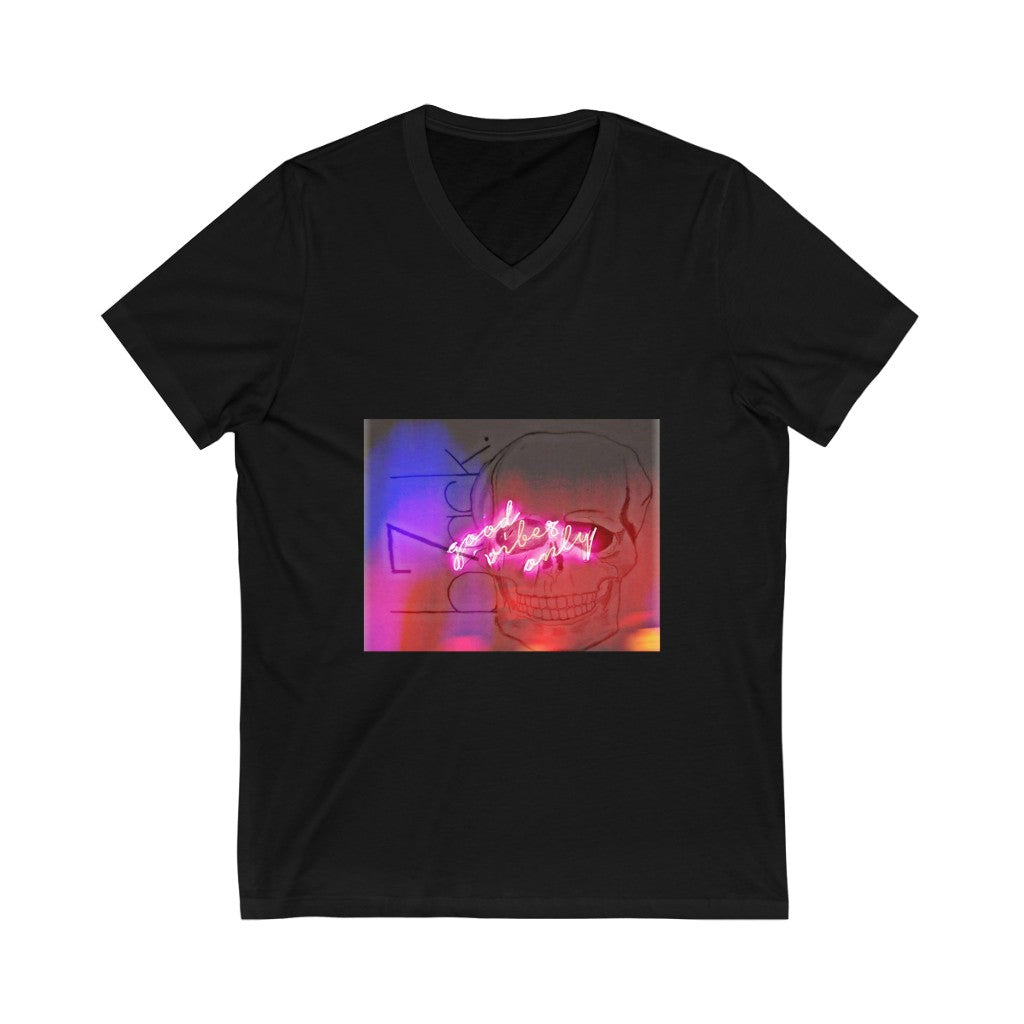 VIBES ONLY Unisex Jersey Short Sleeve V-Neck Tee